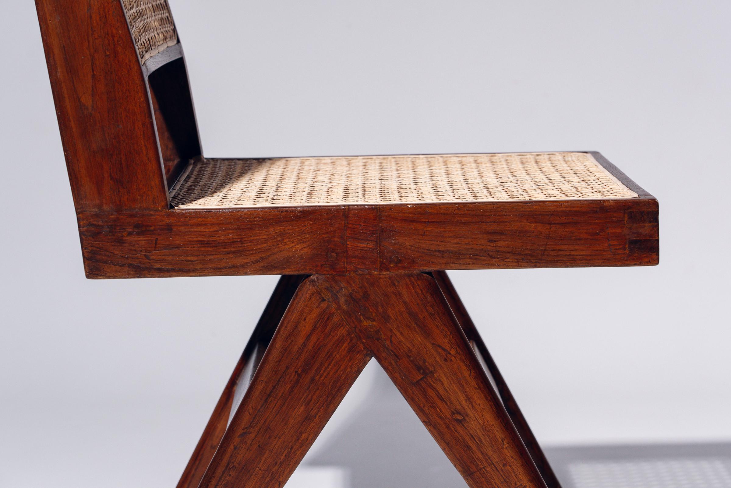 20ième siècle Chaise de salle à manger par Pierre Jeanneret pour Chandigarh, Inde, Circa 1958-59 en vente