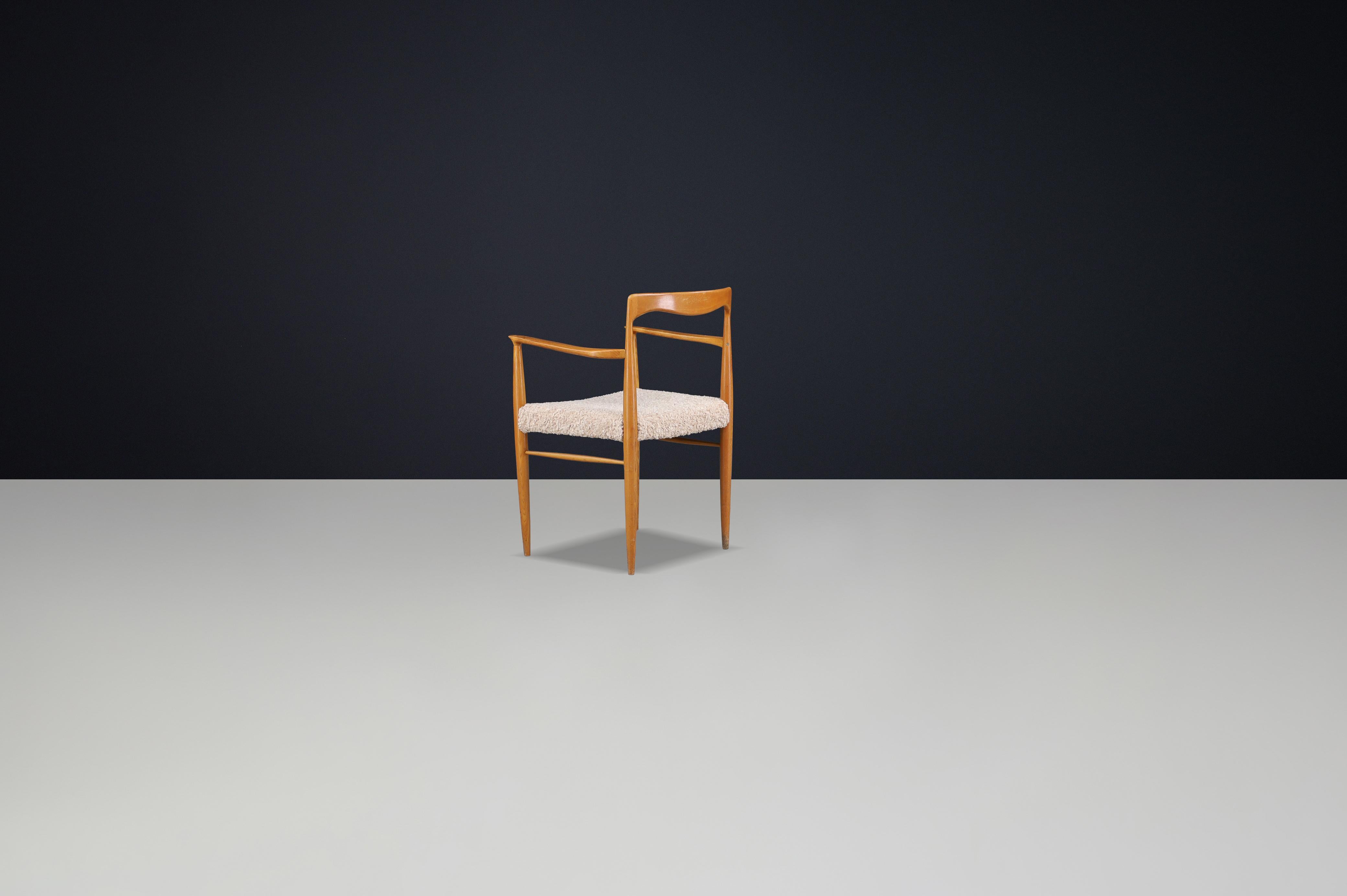 Mid-Century Modern Dining Chair by Sedláček & Vyčítal, 1970s Czechoslovakia — New Teddy Upholstery For Sale