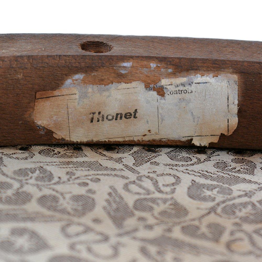 Chaise de salle à manger par Thonet en soie et chêne vintage d'origine, Tchécoslovaquie, années 1940 en vente 5