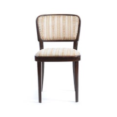 Dining Chair by Thonet in Original Vintage Silk & Oak, Czechoslovakia, 1940s