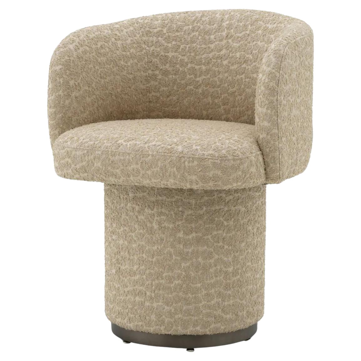 Esszimmerstuhl, Stoff Jacquard Beige, Drehgestell Bronze Finish im Angebot