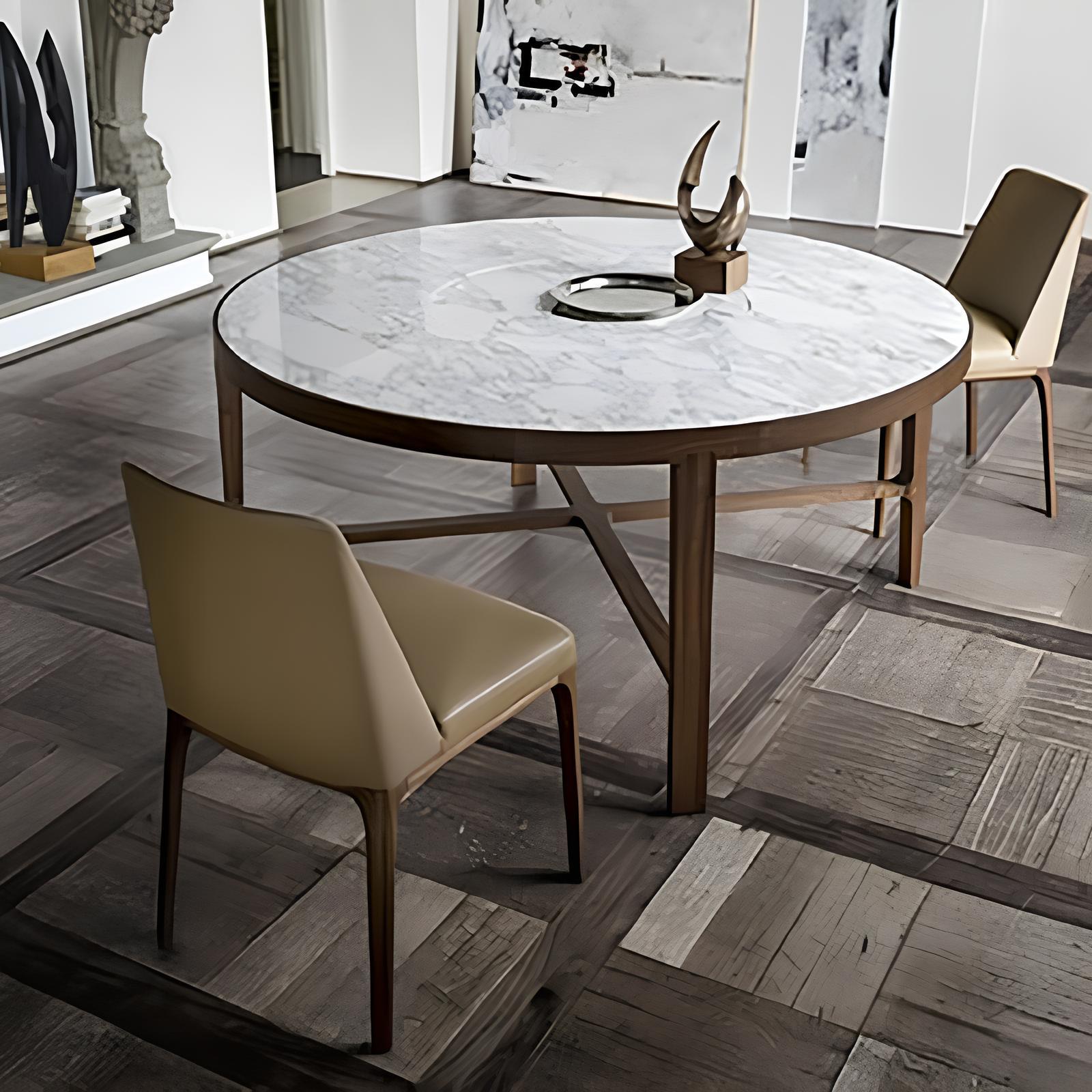 Italian Dining Chair Featuring Solid Wood Legs and Upholstered in Leather For Sale