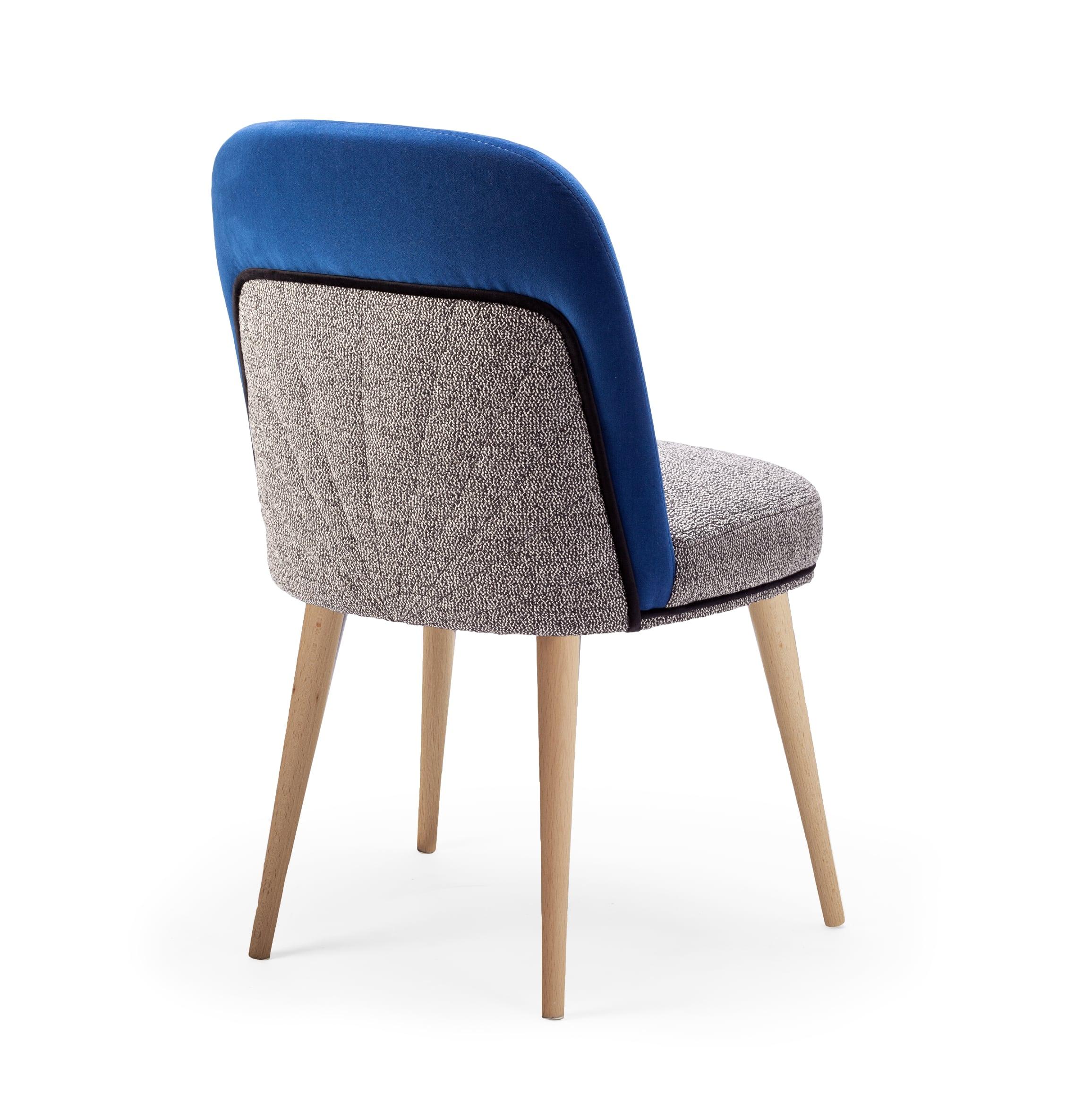 A fine and delicate work of textured seaming, as if a geometric embroidery was made, makes this chair detailed and rich. An astonishing surprise, to perceive how embellished a space becomes when Frida chair is part of the furnishing. Composed with