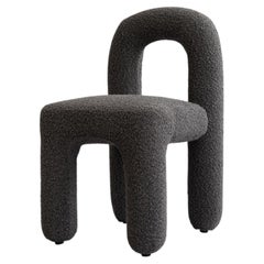 Dining Chair in Deep Taupe Bouclé Contemporary Sculptural Design