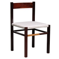 Dining Chair in Jacaranda and Linen by Geraldo de Barros - Brazilian Modern