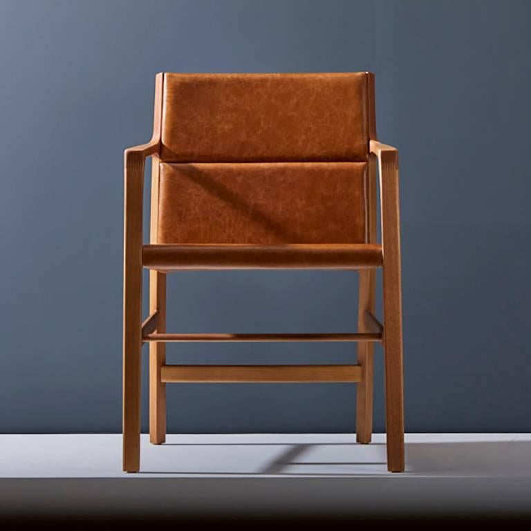 This dining room armchair is part of the Arrow collection, which carries the concept of precision and the figurative arrow element abstraction, present thru the design.

Using the halfway between organic and racional design approach, we used
