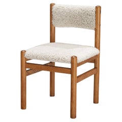 Retro Dining Chair in Pine and Sheepskin 