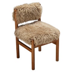 Vintage Dining Chair in Pine and Sheepskin 