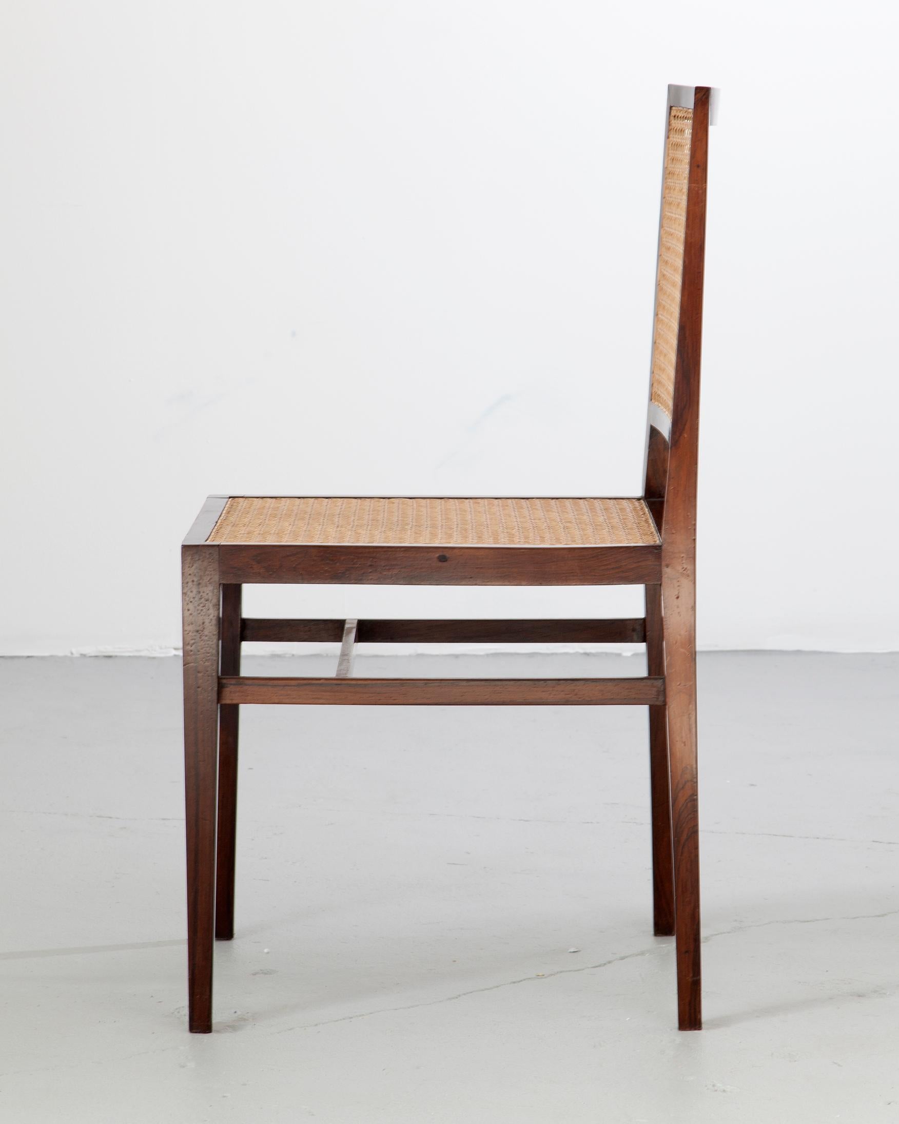 Brazilian Dining Chair in Rosewood and Cane by Branco & Preto, 1950s For Sale