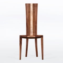 Dining Chair in Solid Walnut and Maple with Carved Seat Handmade in U.S.