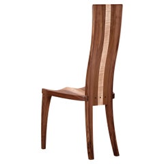 Dining Chair in Solid Walnut and Maple with Carved Seat Handmade in U.S.