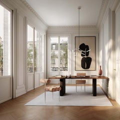 Dining Chair in Stainless Steel and Nubuck Leather Contemporary Design