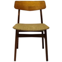 Retro Dining Chair in Teak and Grey Wool Fabric of Danish Design, 1960s
