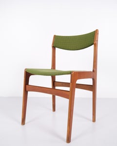 Dining Chair In Teak Upholstered With Green Fabric By Erik Buch From 1960s