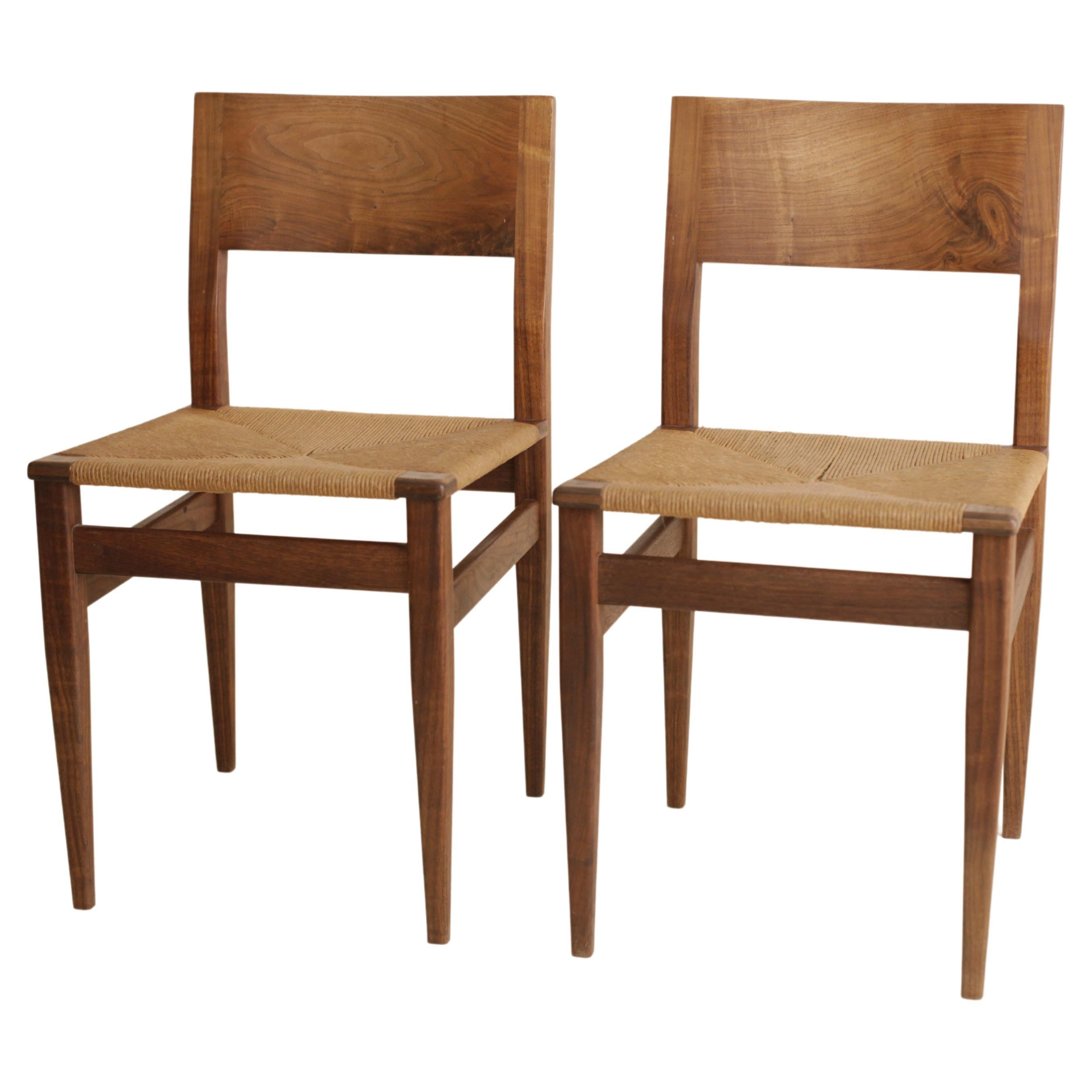 Dining Chair in Walnut with Hand Woven Rush Seat by Boyd & Allister
