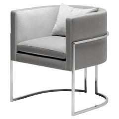 Chaise de salle à manger Julius, structure en acier inoxydable - Assise en velours avec option de revêtement personnalisé (COM/COL)