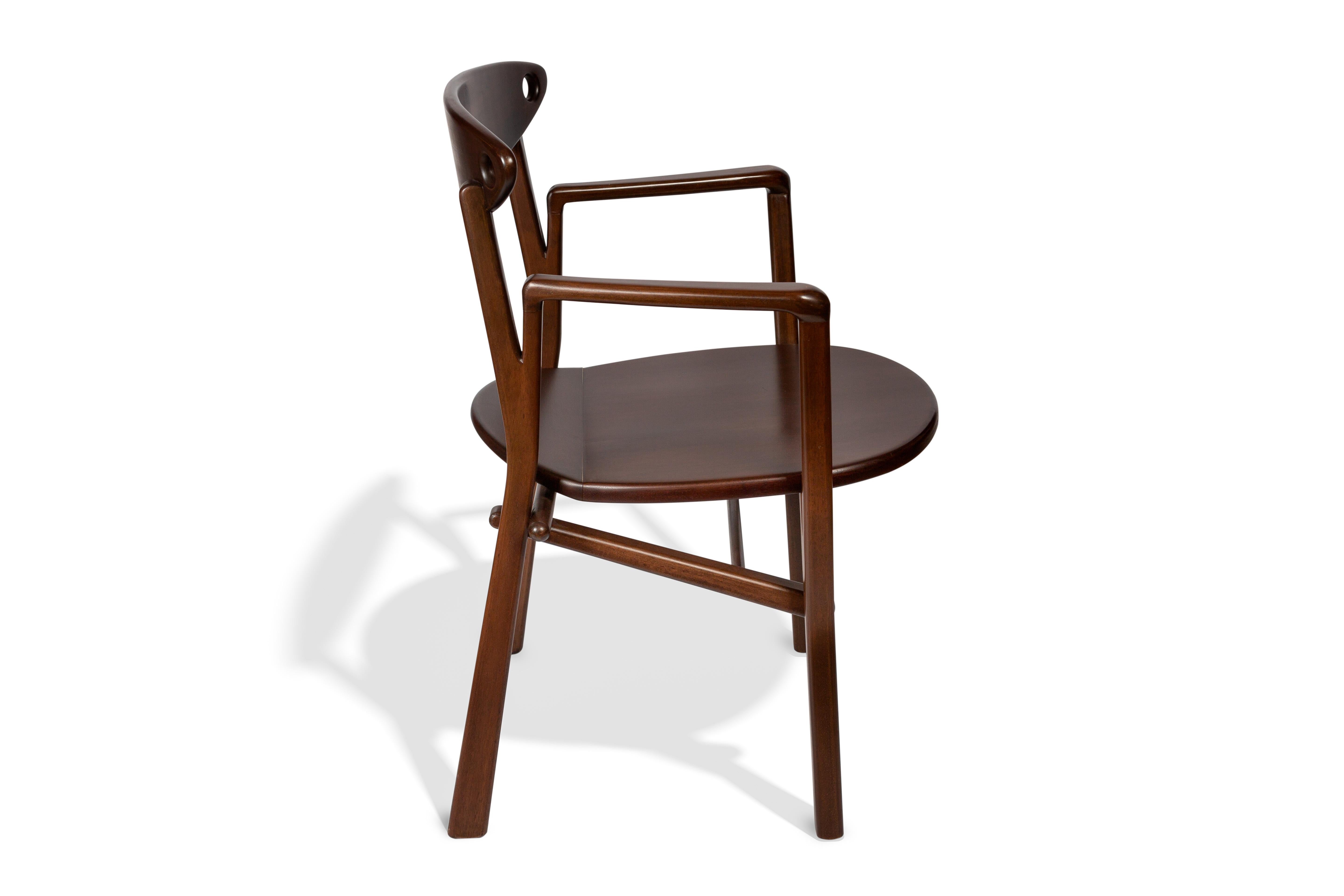Dining Chair Laje in Dark Brown Finish Wood In New Condition For Sale In São Paulo, BR