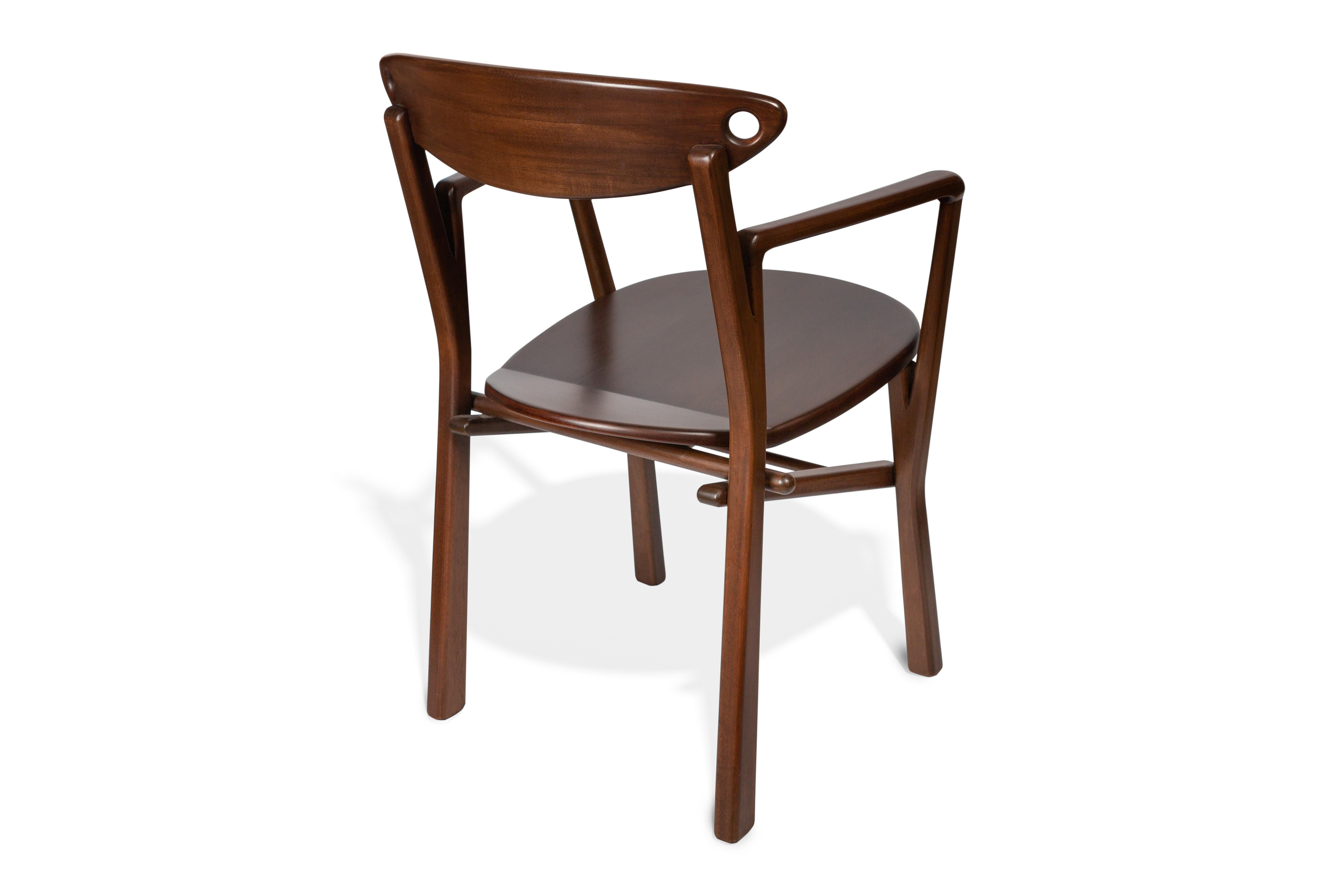 Hardwood Dining Chair Laje in Dark Brown Finish Wood For Sale