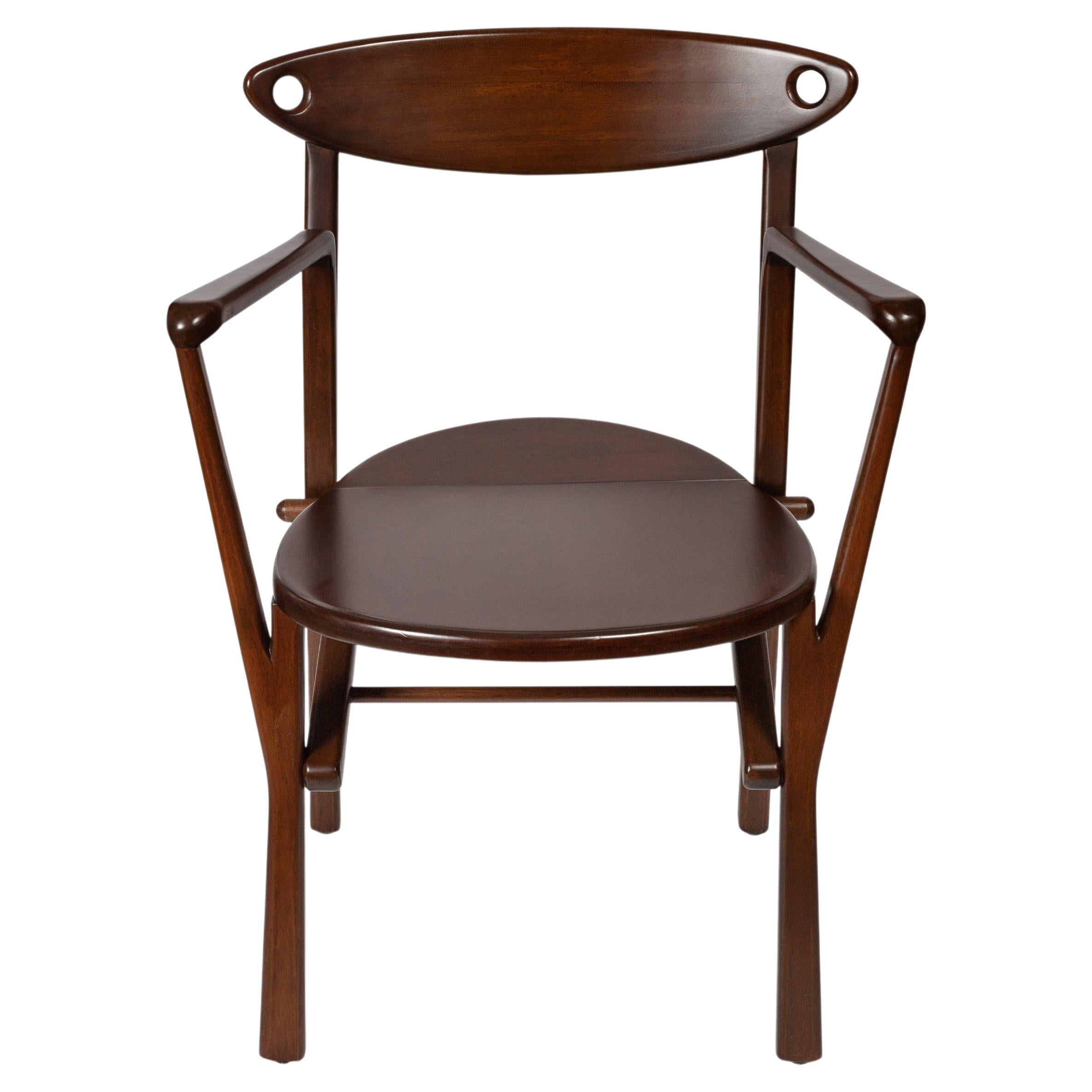 Dining Chair Laje in Dark Brown Finish Wood For Sale