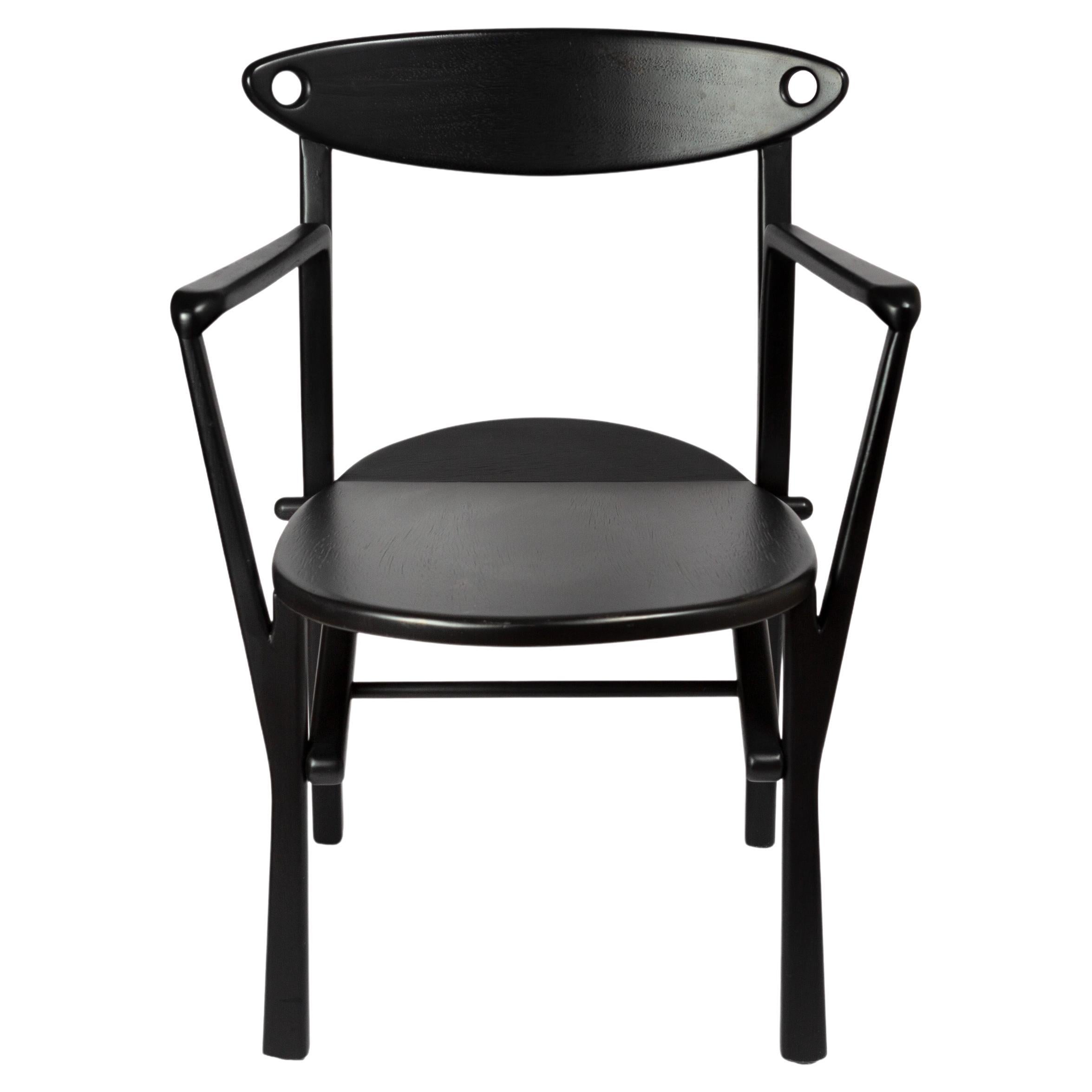 Dining Chair Laje in Ebony Finish Wood For Sale