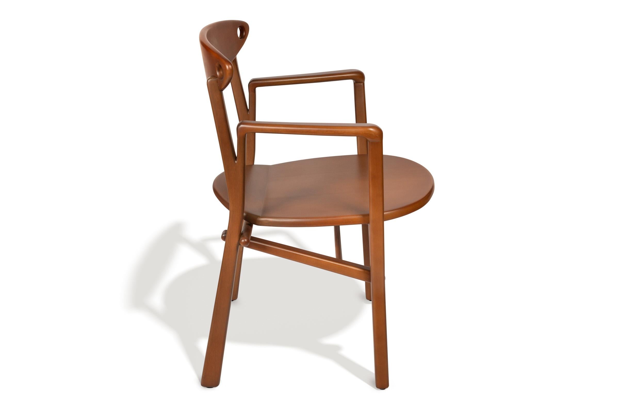 Dining Chair Laje in Light Brown Finish Wood In New Condition For Sale In São Paulo, BR