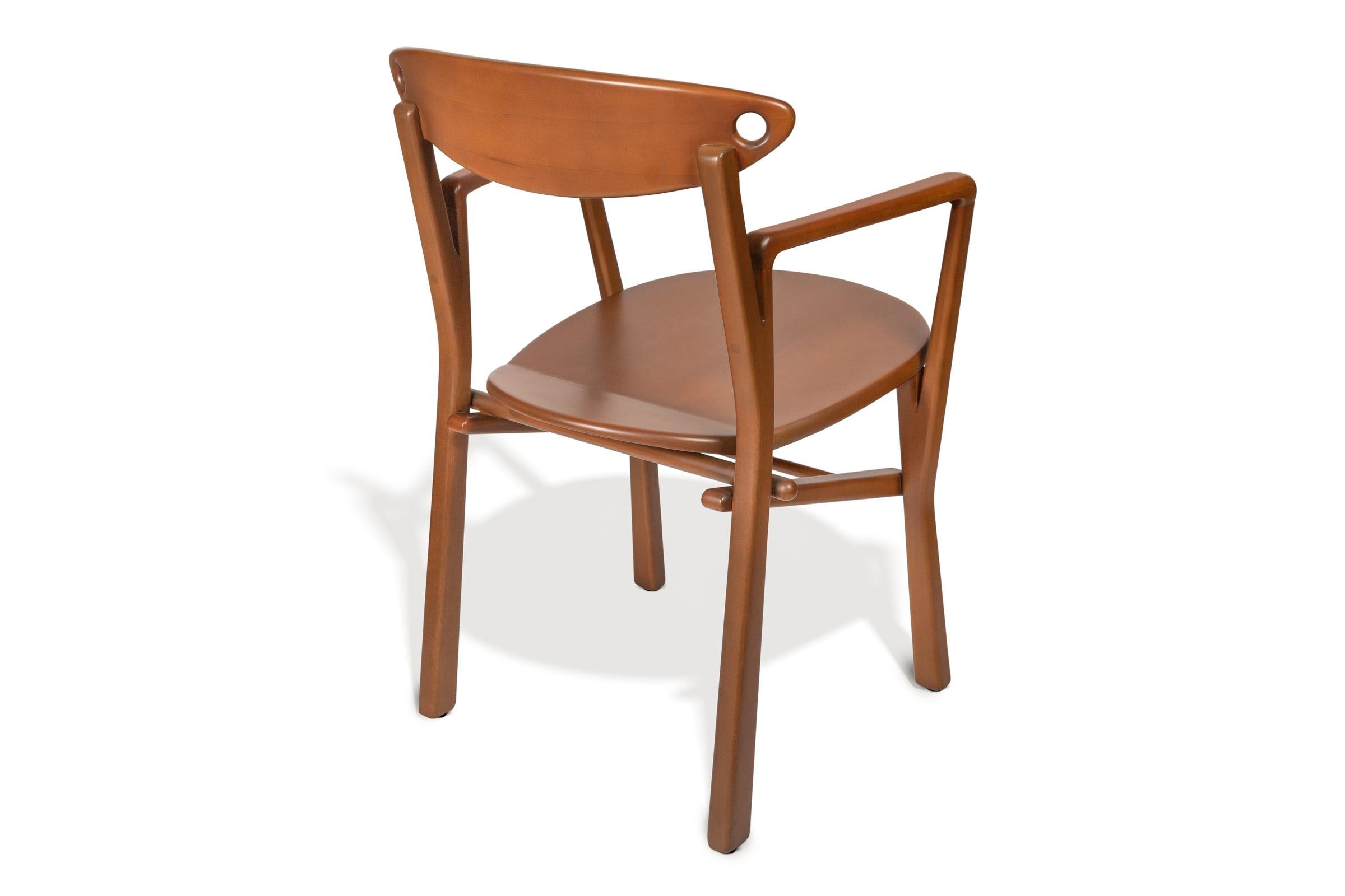 Hardwood Dining Chair Laje in Light Brown Finish Wood For Sale