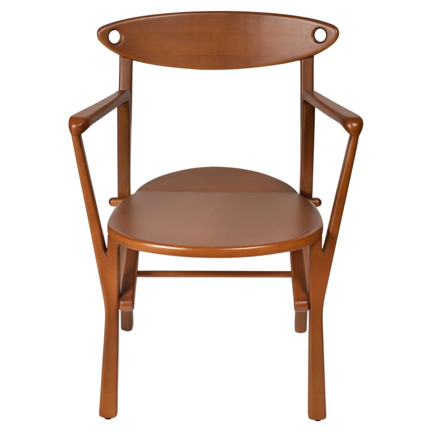 Chaise de salle à manger Laje en bois de finition brun clair en vente