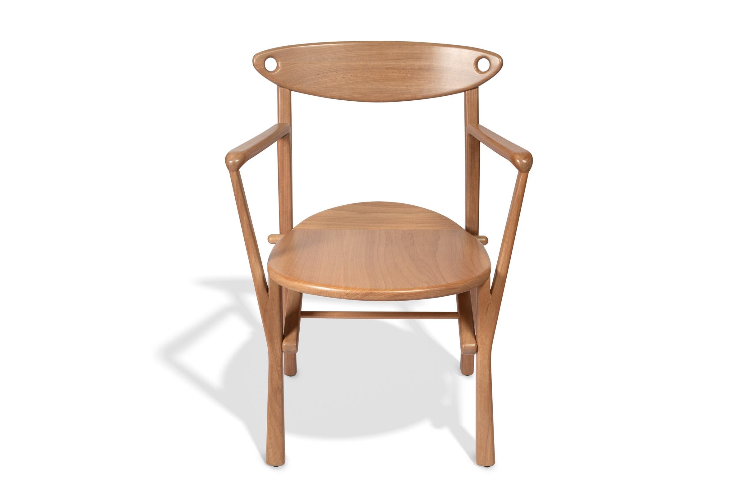 Organic Modern Dining Chair Laje in Natural Wood  For Sale