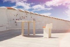 Contemporary Leather and White Painted Dining Chair - Dining Chair LOFTY