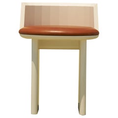 Contemporary Leather and White Painted Dining Chair - Dining Chair LOFTY