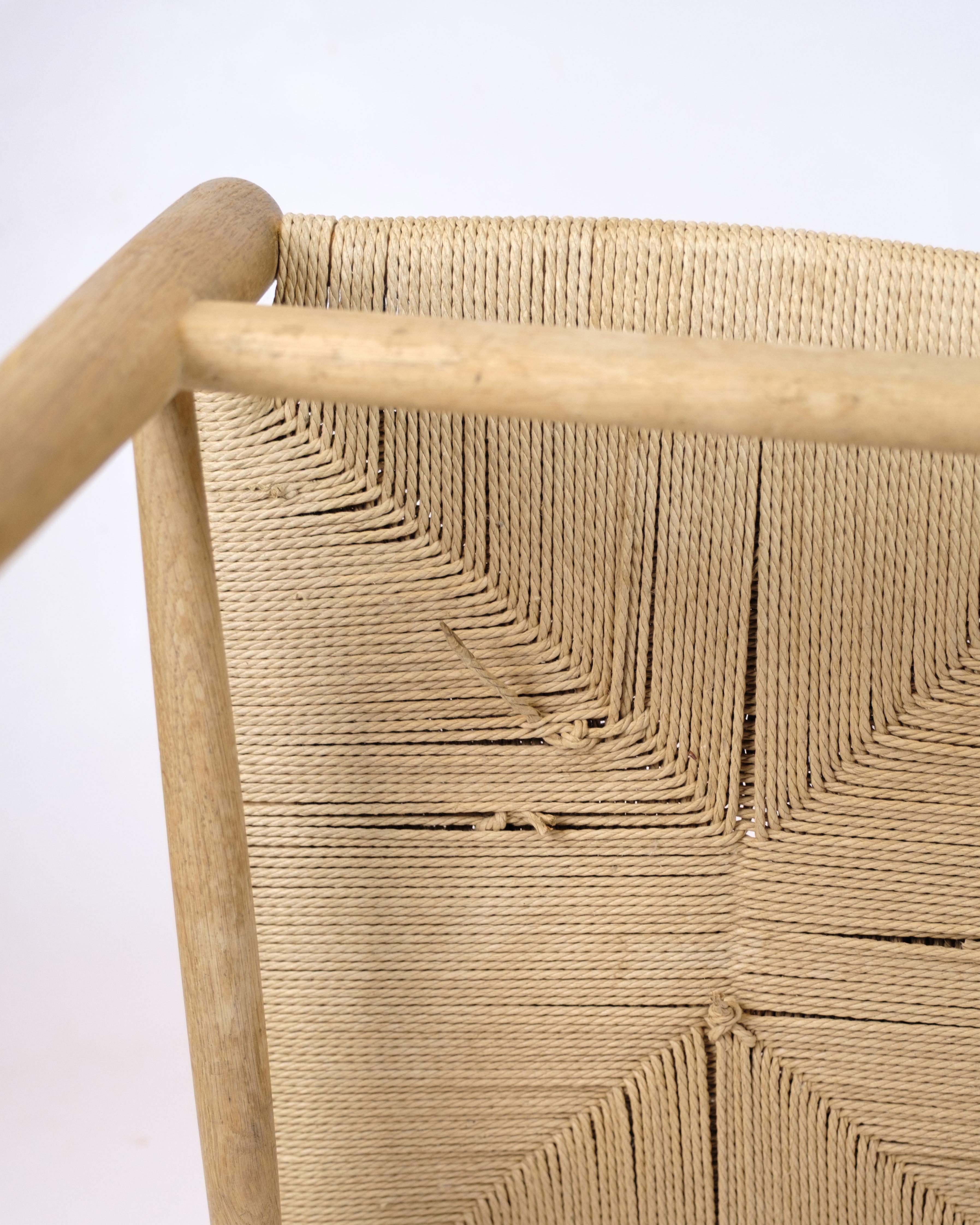 Dining Chair Model CH36 In Oak & Paper Wicker By Hans J. Wegner From 1962s For Sale 4