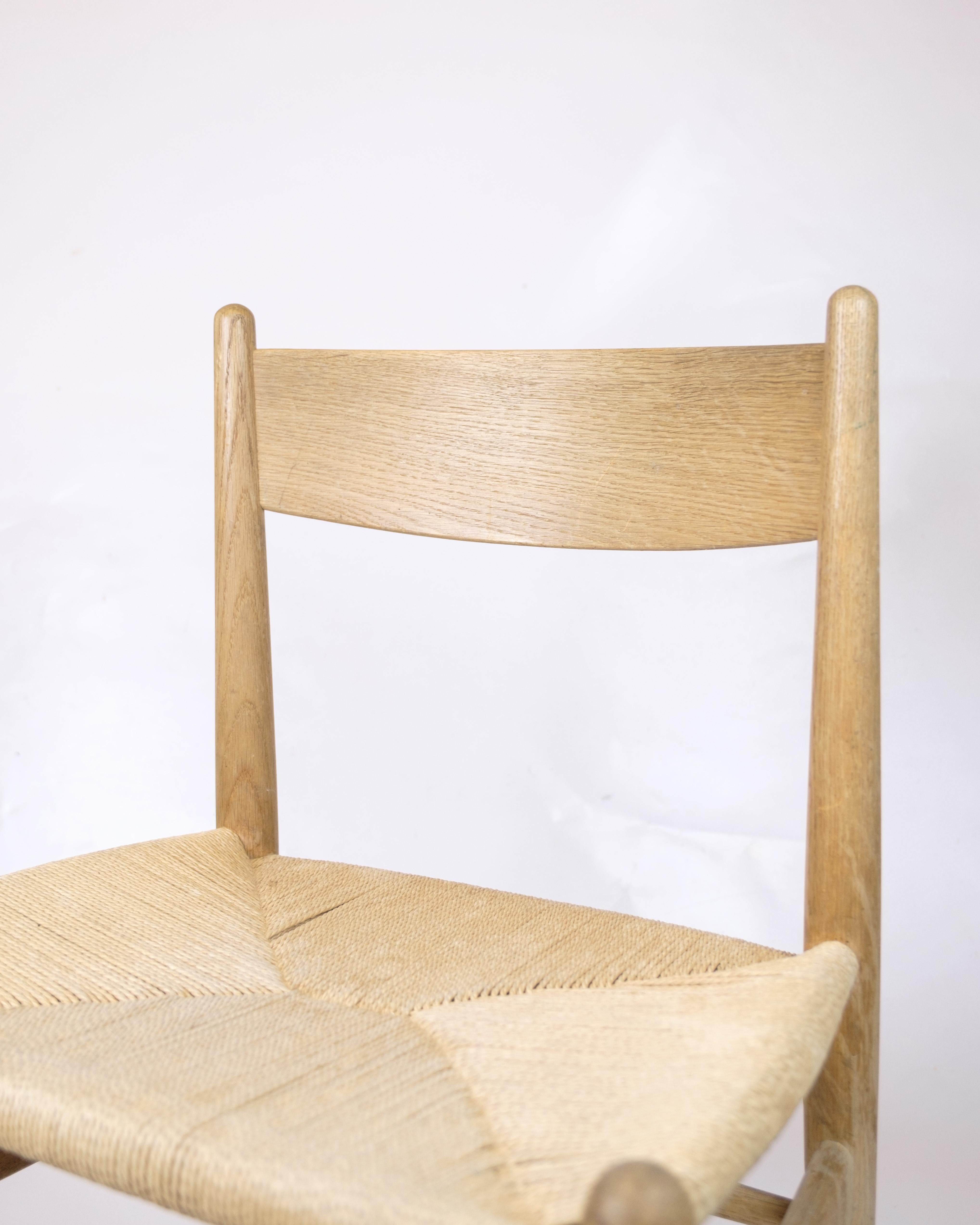Mid-Century Modern Dining Chair Model CH36 In Oak & Paper Wicker By Hans J. Wegner From 1962s For Sale