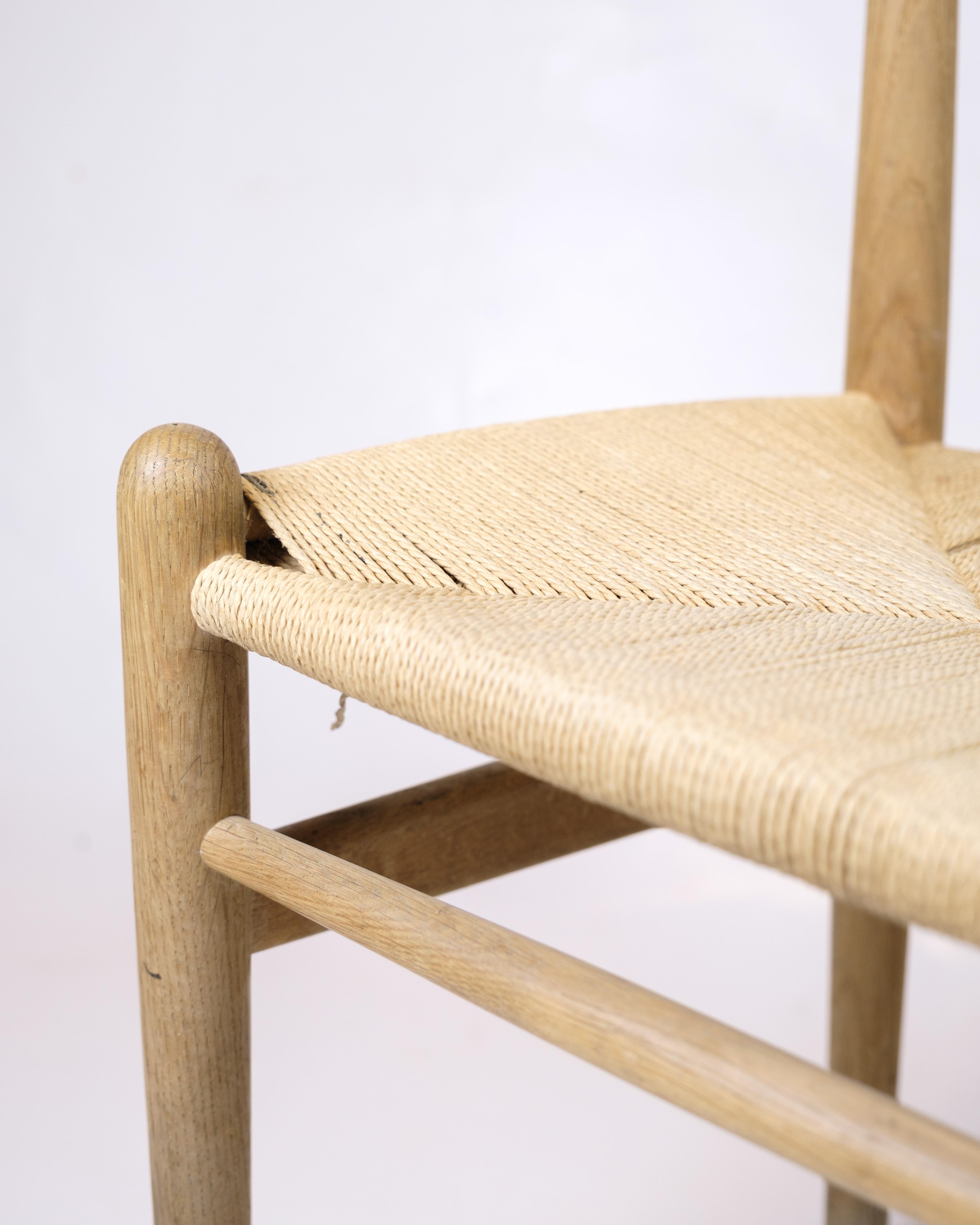 Dining Chair Model CH36 In Oak & Paper Wicker By Hans J. Wegner From 1962s In Good Condition For Sale In Lejre, DK