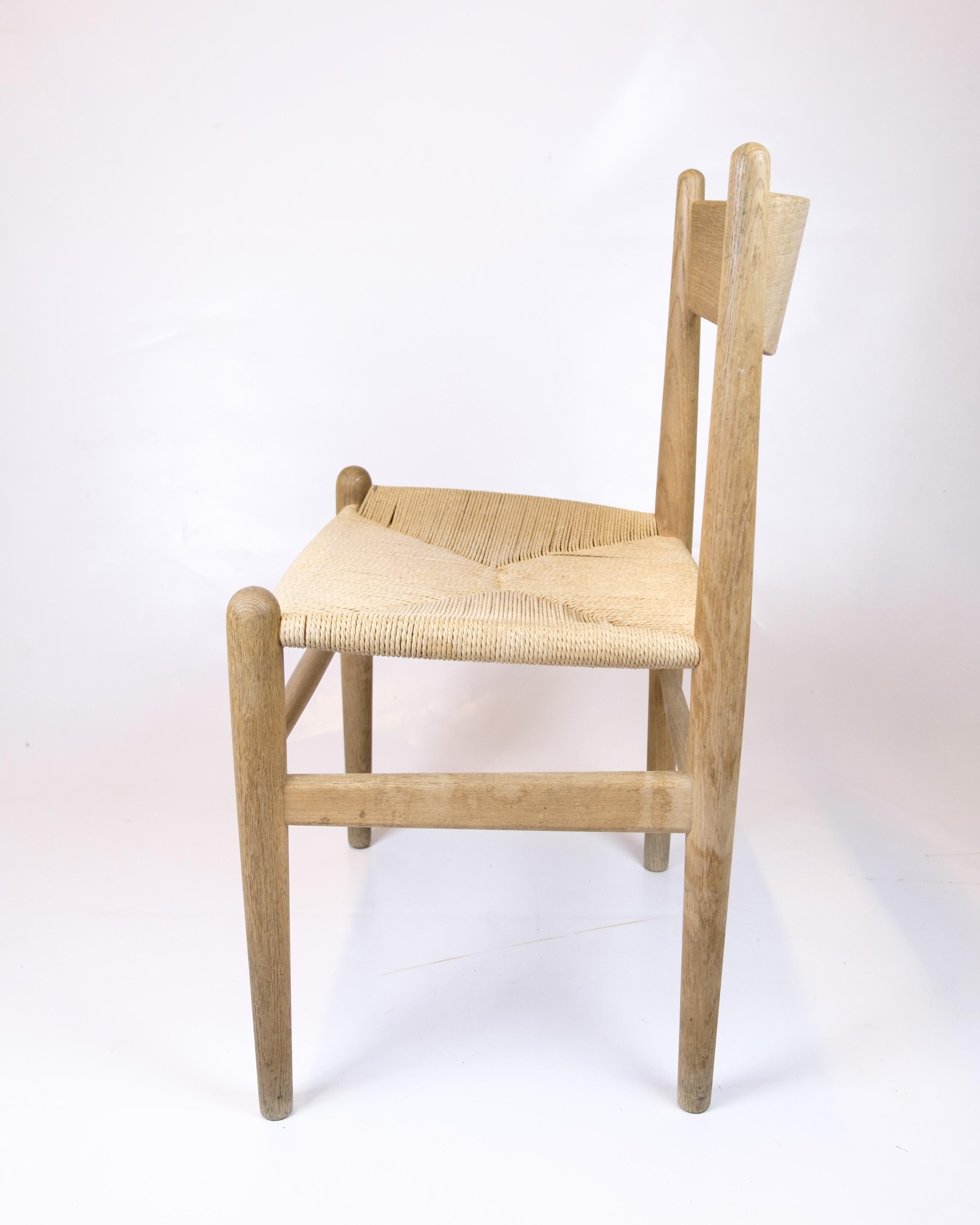 Dining Chair Model CH36 In Oak & Paper Wicker By Hans J. Wegner From 1962s For Sale 1