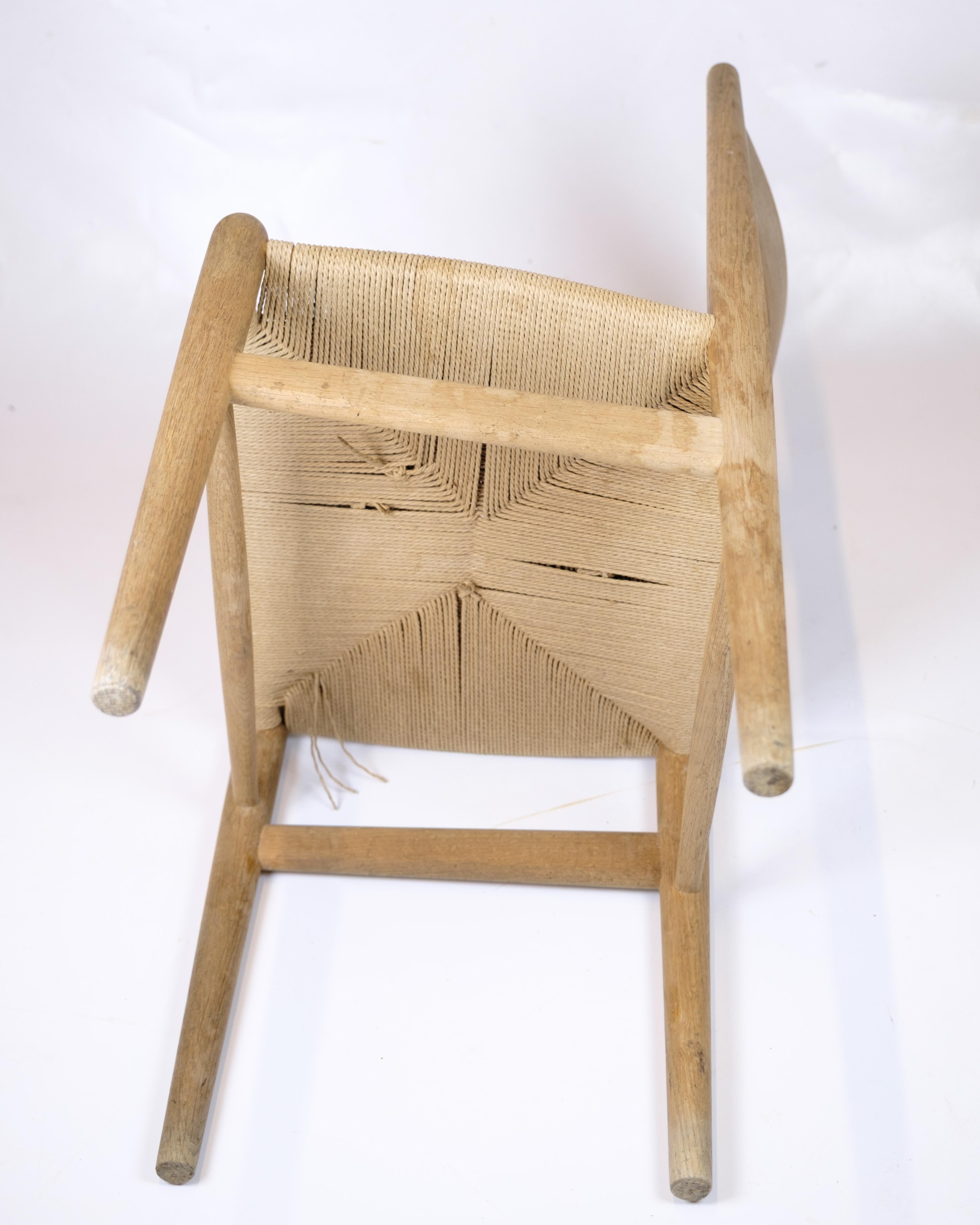 Dining Chair Model CH36 In Oak & Paper Wicker By Hans J. Wegner From 1962s For Sale 3