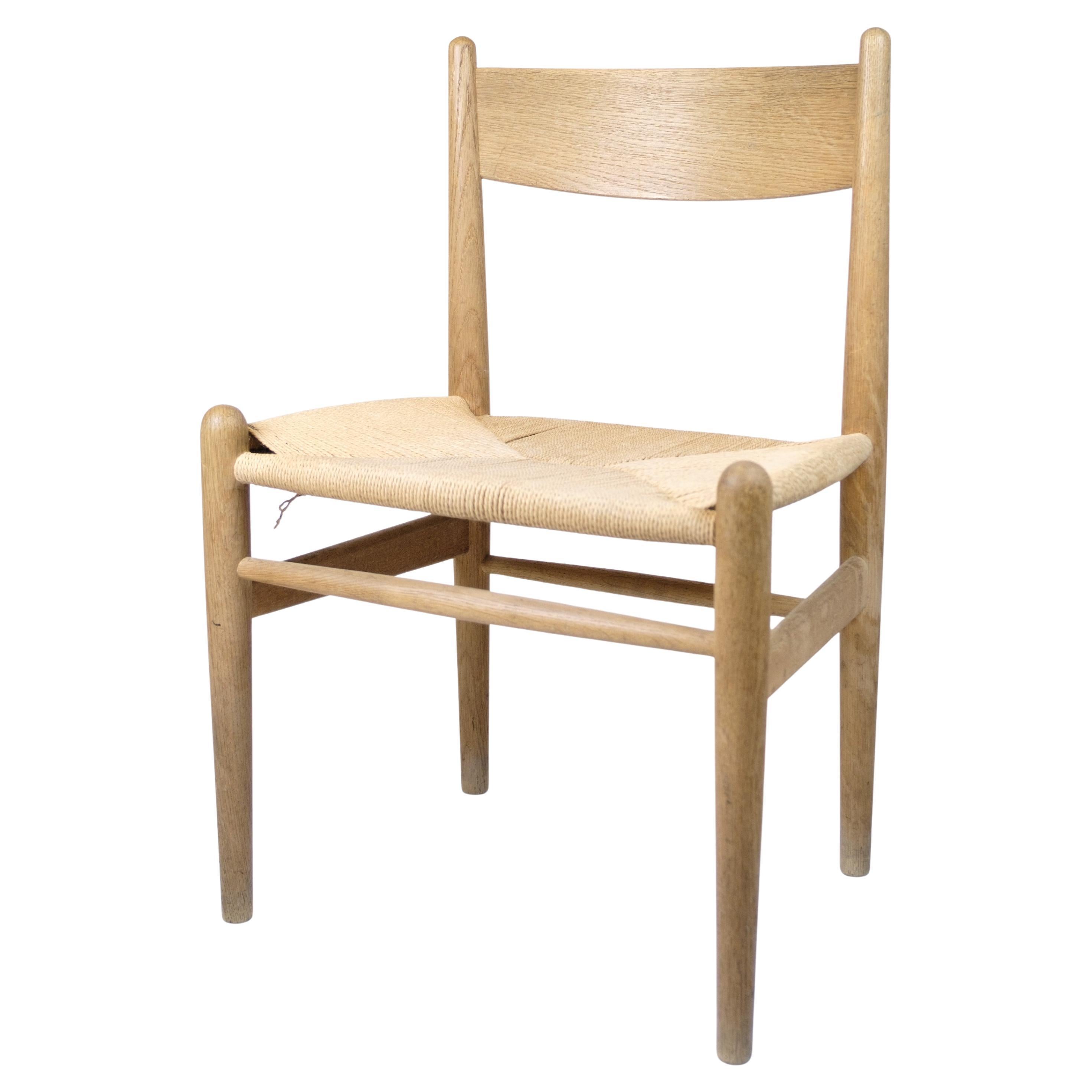 Dining Chair Model CH36 In Oak & Paper Wicker By Hans J. Wegner From 1962s