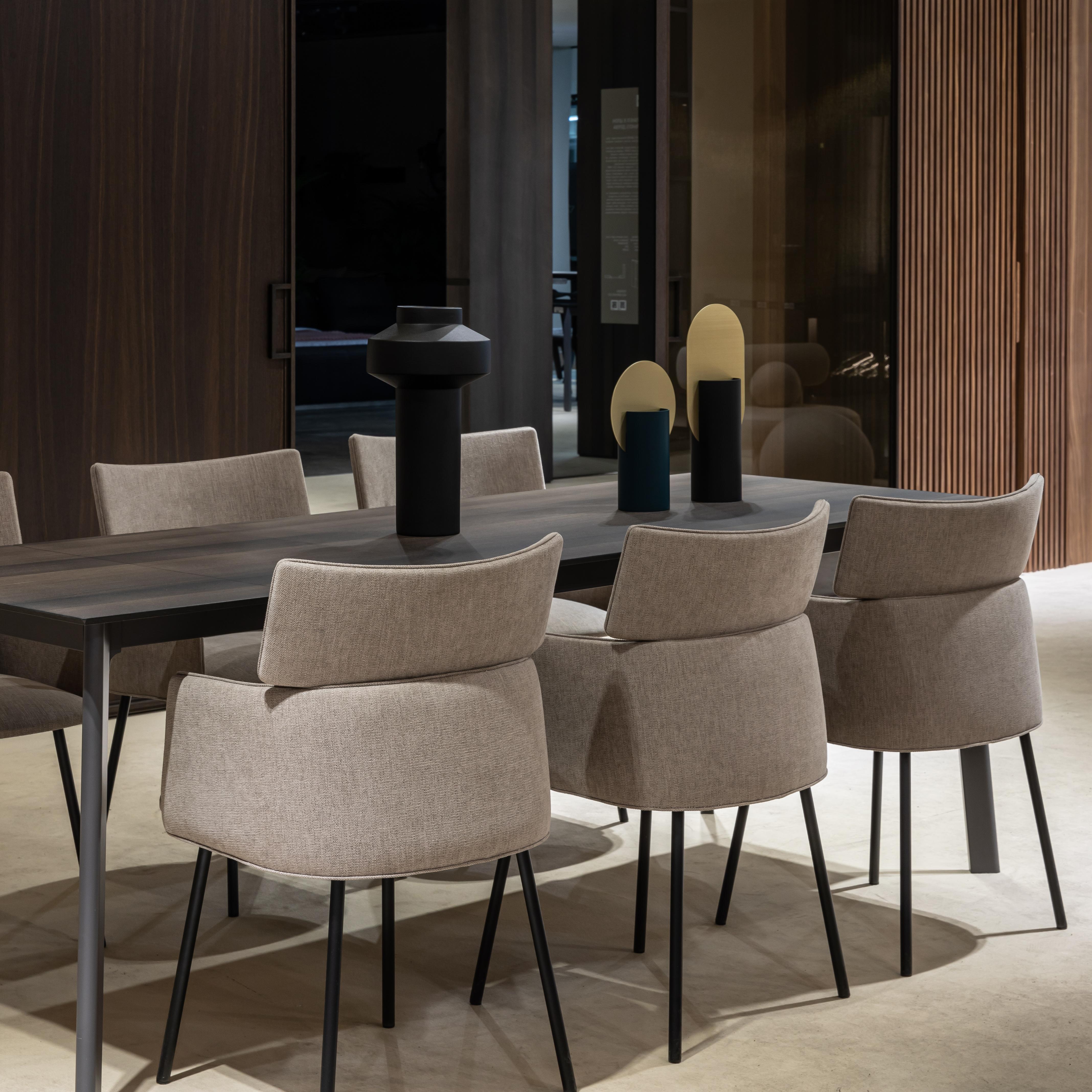 Steel Dining Chair Motto with Armrests by WOO for Minimalist Dining and Living Spaces For Sale
