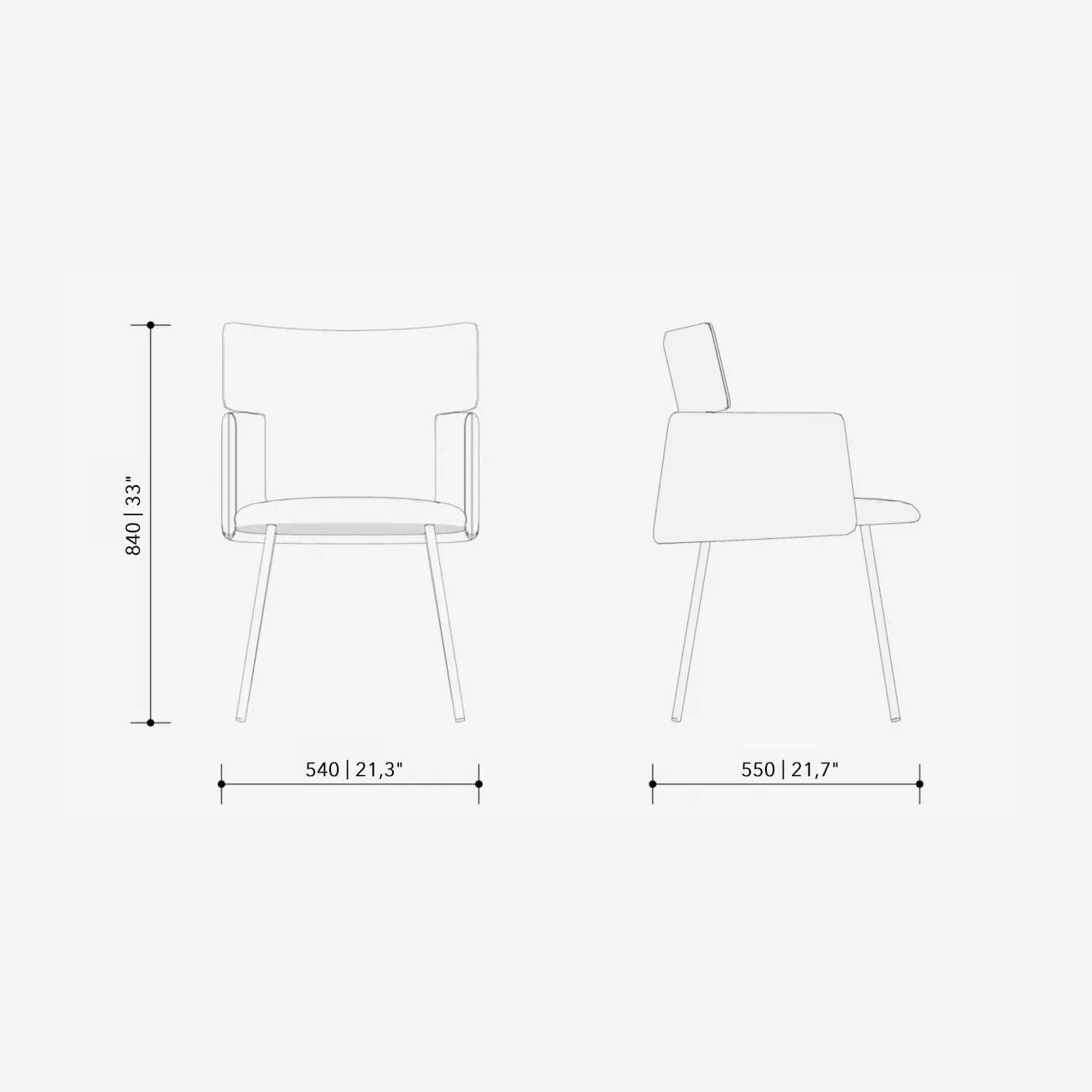 Dining Chair Motto with Armrests by WOO for Minimalist Dining and Living Spaces For Sale 1
