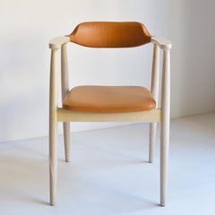 Modern White Oak Dining Chair with Leather Seat  - Dining Chair SEIREN