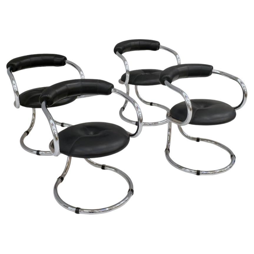 dining chair set by Rudi Bonzanini for Tecnosalotto - 1970s Italy For Sale