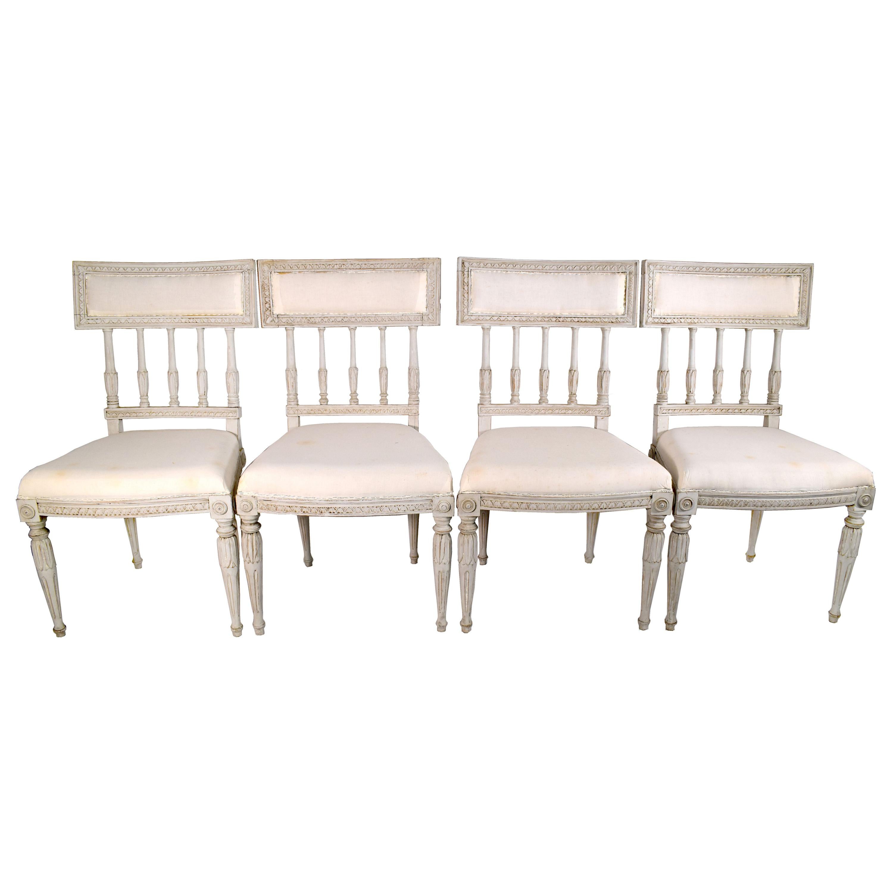Dining Chair Set of Four (4) Vintage Swedish Gustavian Chairs