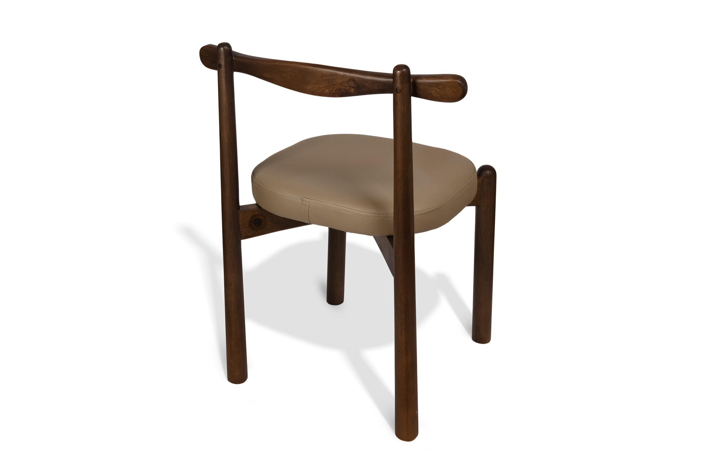 Fabric Dining Chair Uçá Dark Brown Wood (fabric ref : F04) For Sale