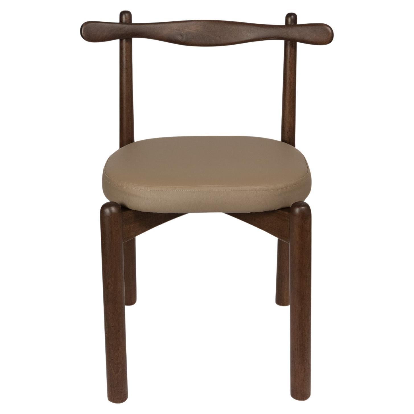 Dining Chair Uçá Dark Brown Wood (fabric ref : F04) For Sale