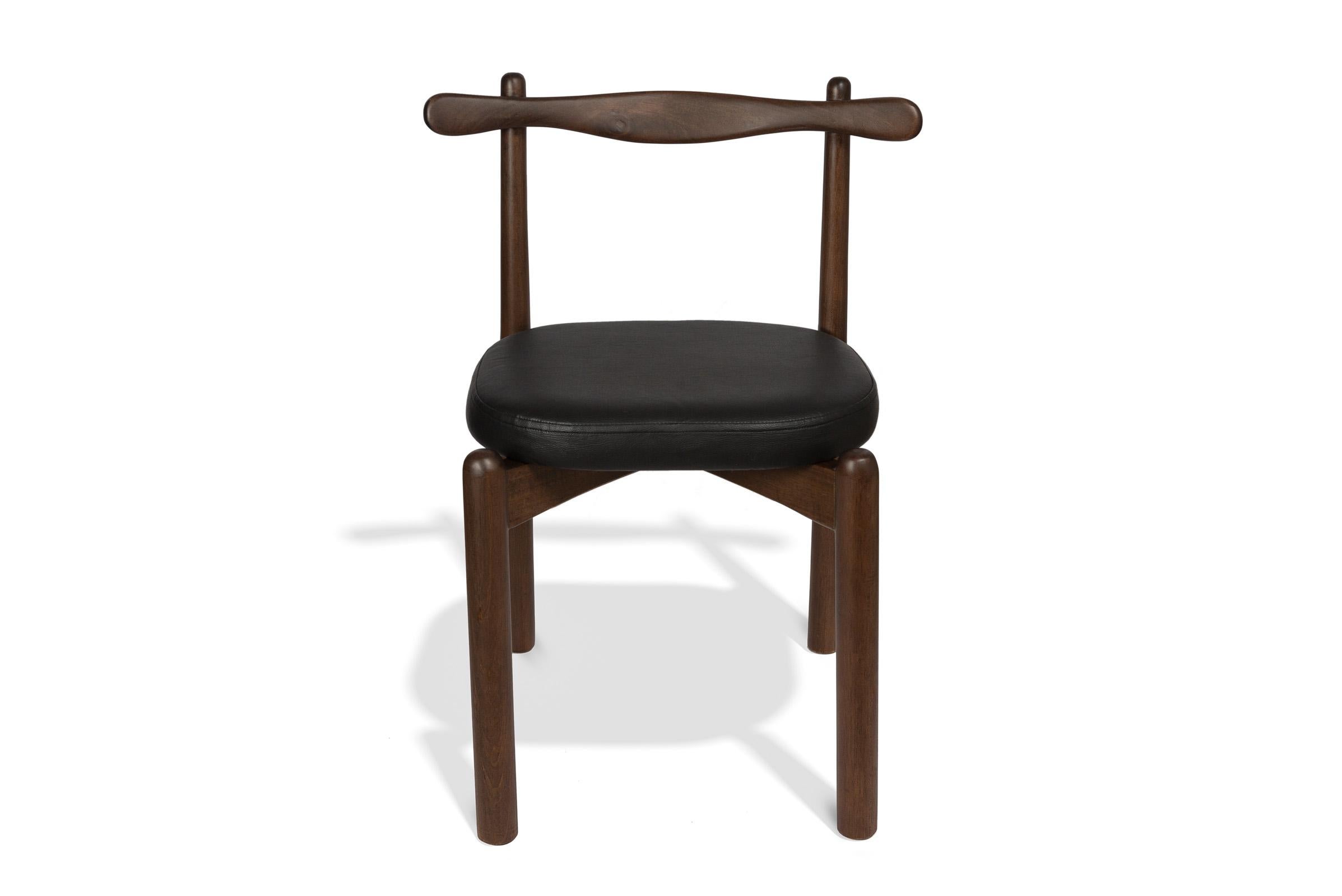 Organic Modern  Dining Chair Uçá Light Brown Wood (fabric ref : 07) For Sale
