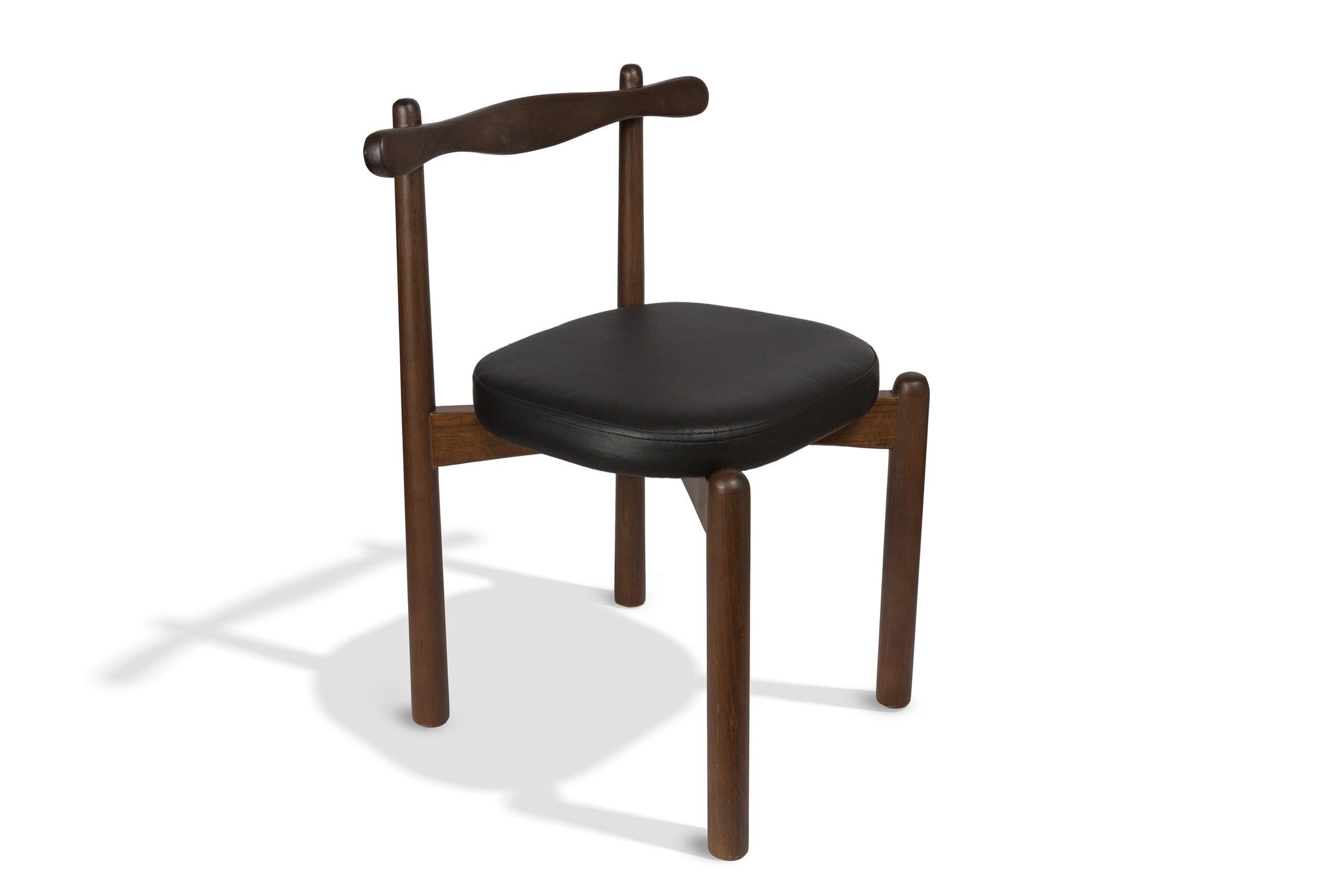 Brazilian  Dining Chair Uçá Light Brown Wood (fabric ref : 07) For Sale