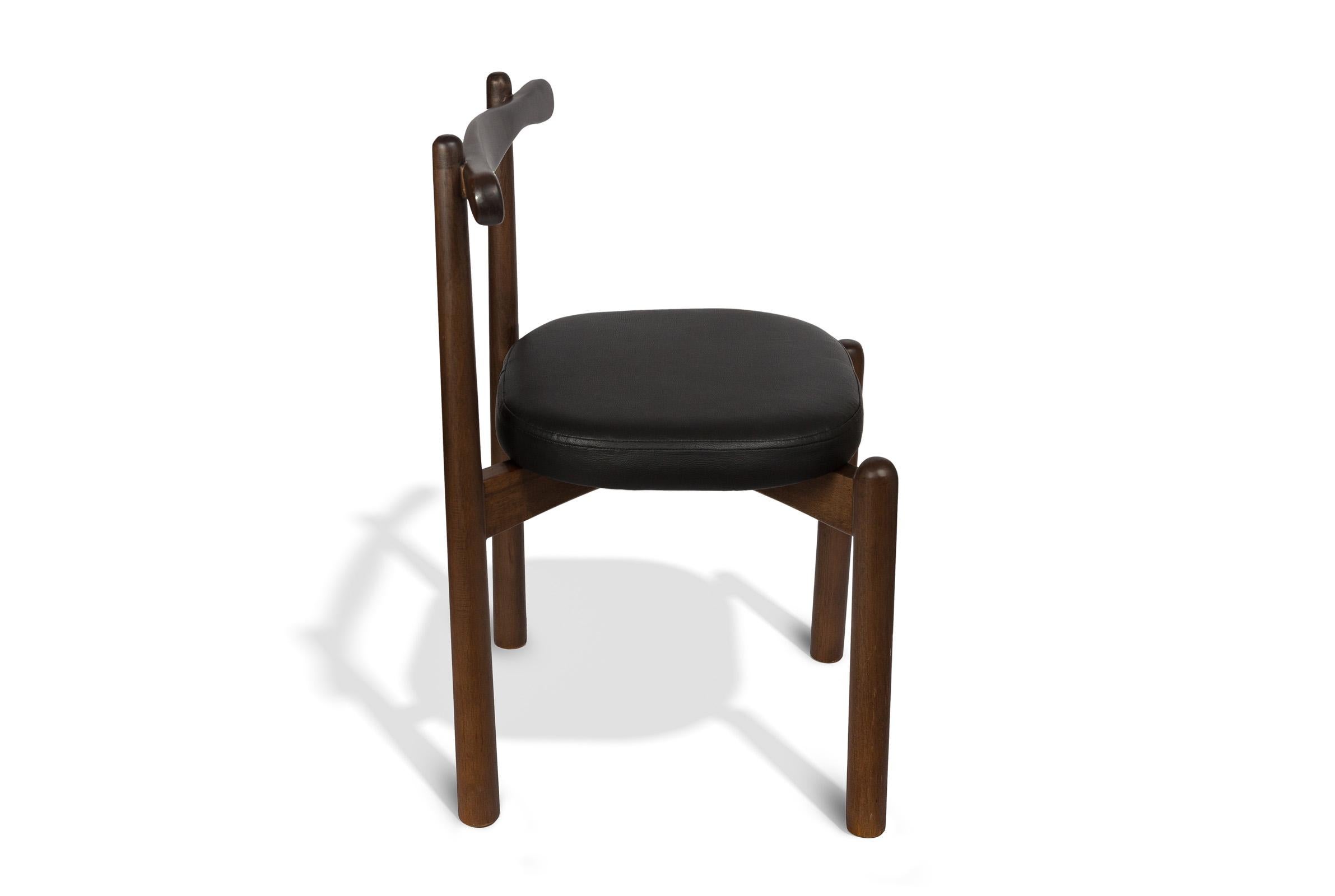  Dining Chair Uçá Light Brown Wood (fabric ref : 07) In New Condition For Sale In São Paulo, BR