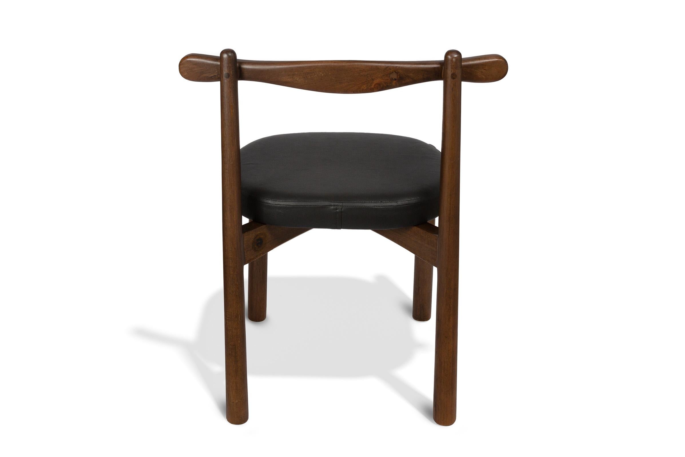 Contemporary  Dining Chair Uçá Light Brown Wood (fabric ref : 07) For Sale