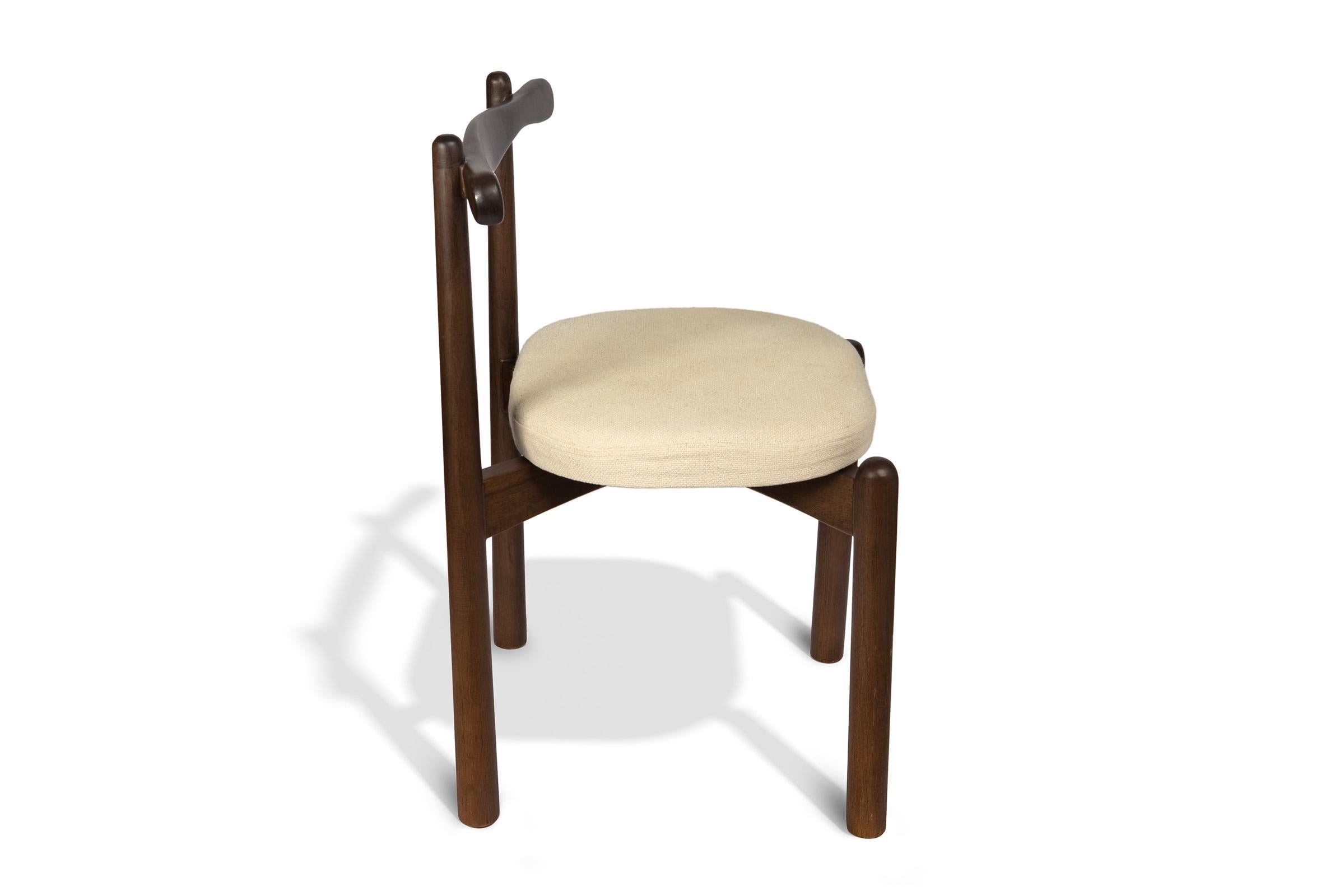 Dining Chair Uçá Light Brown Wood (fabric ref : 13) In New Condition For Sale In São Paulo, BR