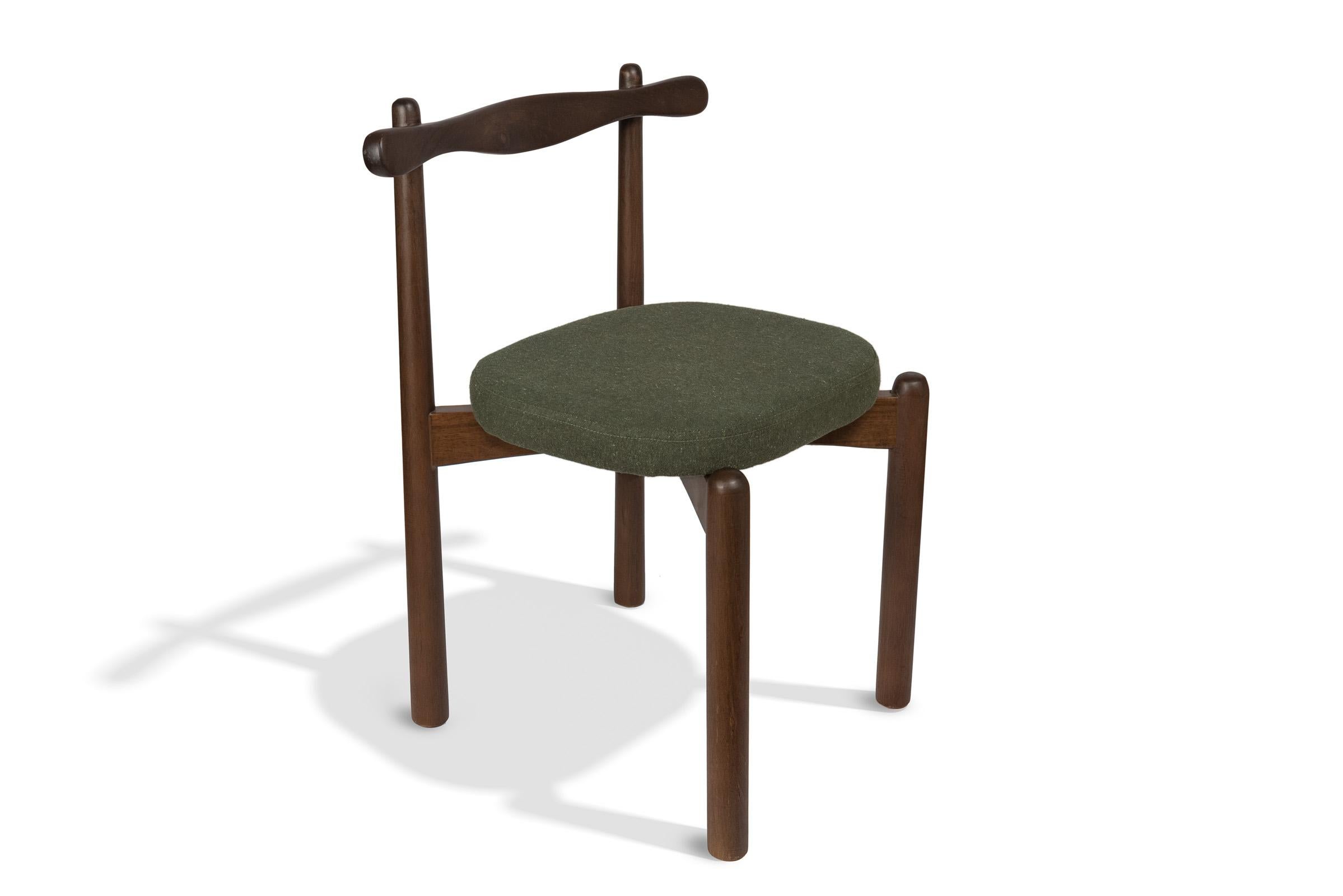Brazilian Dining Chair Uçá Light Brown Wood (fabric ref : 17) For Sale