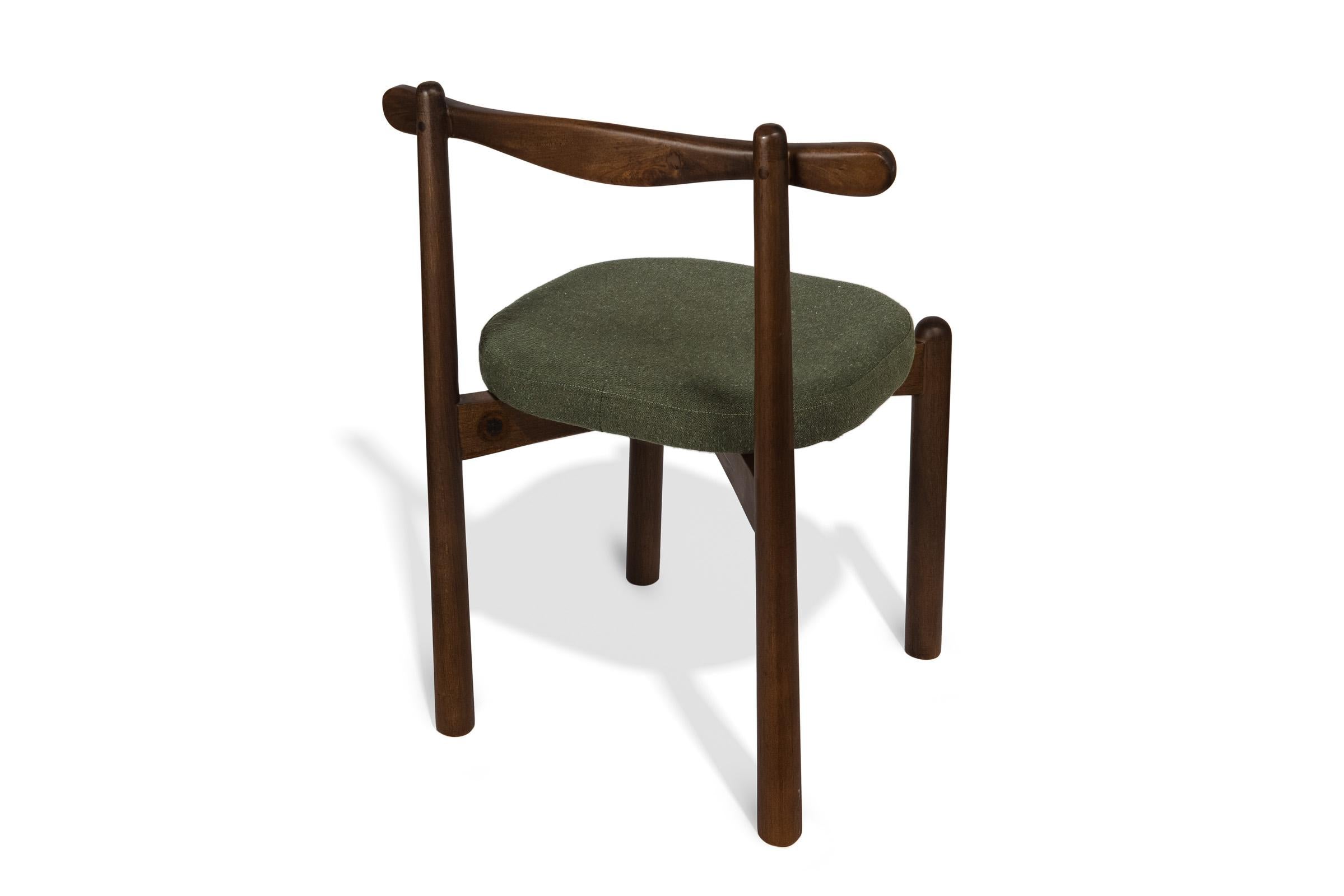 Fabric Dining Chair Uçá Light Brown Wood (fabric ref : 17) For Sale